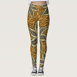 Leggings Estilo de Batik Floral Resumen Africano