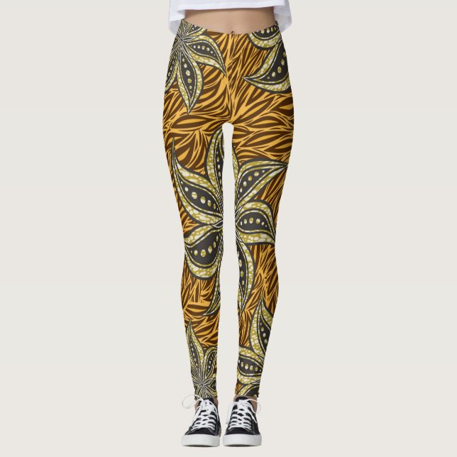 Leggings Estilo de Batik Floral Resumen Africano (Anverso)
