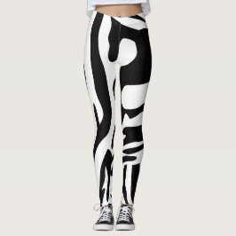 Leggings Estilo de cebra blanco y negro de animación