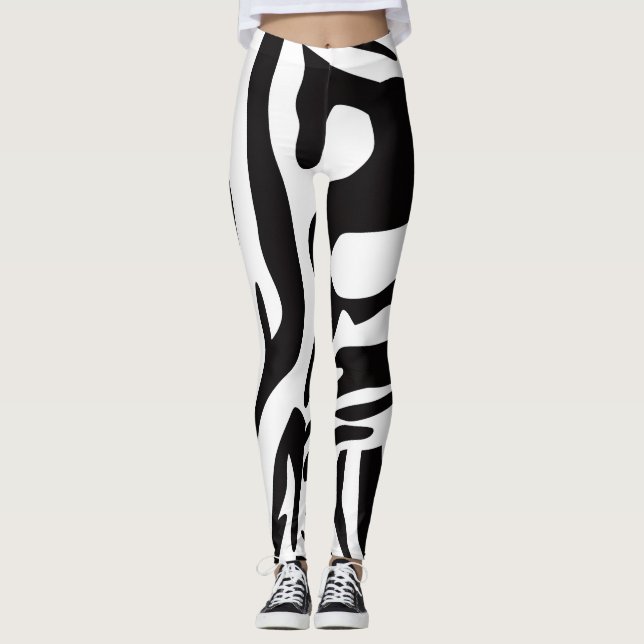 Leggings Estilo de cebra blanco y negro de animación (Anverso)