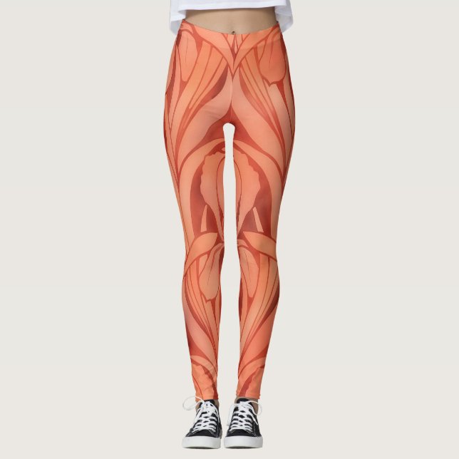 Leggings Estilo de época Lily Leguas Naranjas Art Nouveau A (Anverso)