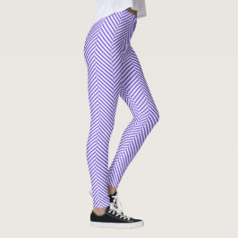 Leggings Estilo de herringbone de chevron blanco morado Leg