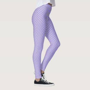 Leggings Estilo de herringbone de chevron blanco morado Leg