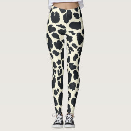 Leggings Estilo de leopardo de las nieves blanco y negro an