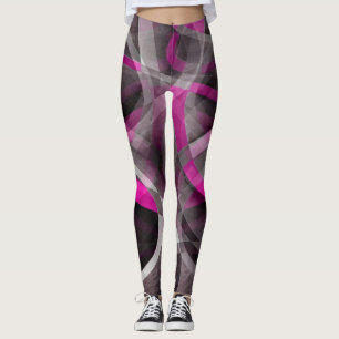 Leggings Estilo de los ochenta Rosa Fucsia y Curvas Grises 