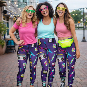 Leggings Estilo de moda del morado de los años 80