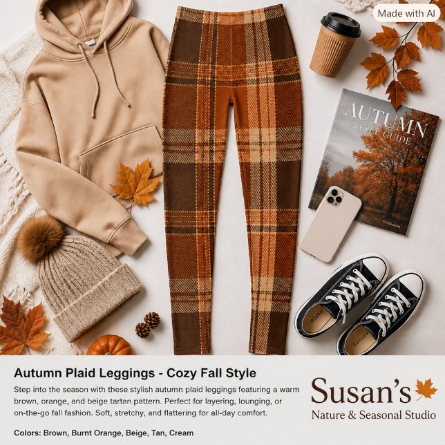 Leggings Estilo de otoño Plaid Marrón Patrón de otoño  (Subido por el creador)