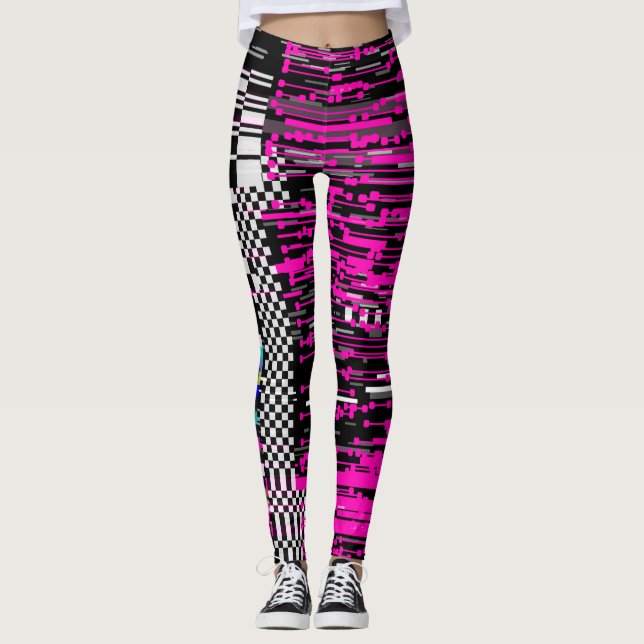 Leggings Estilo de pantalla Retro VHS brillante (Anverso)