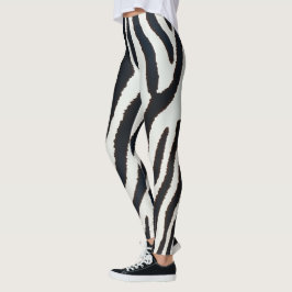 Leggings Estilo de rayas de cebra blanco y negro animalier