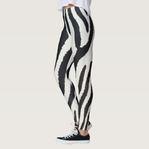 Leggings Estilo de rayas de cebra blanco y negro animalier