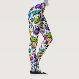 Leggings Estilo divertido de Hip Hop con impresión de graff