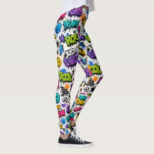 Leggings Estilo divertido de Hip Hop con impresión de graff