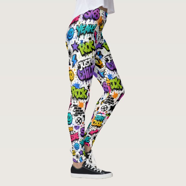 Leggings Estilo divertido de Hip Hop con impresión de graff (Derecha)