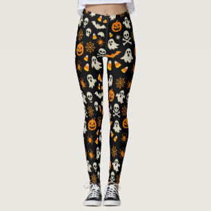 Leggings Estilo espeluznante divertido Halloween naranja bl