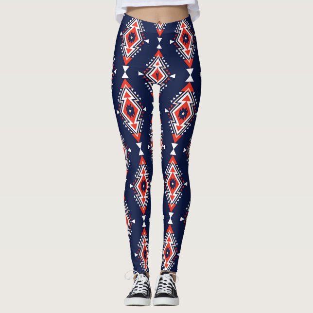 Leggings Estilo étnico, patrón geométrico sin costuras. (Anverso)