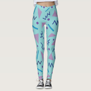 Leggings Estilo geométrico Memphis de los 80 90 azul