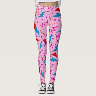 Leggings Estilo geométrico Memphis de los 80 y 90 rosa 