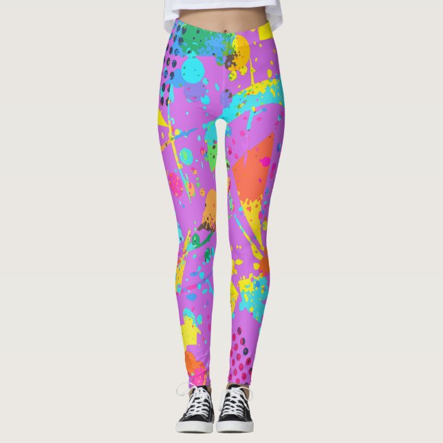 Leggings Estilo geométrico retro retro coloreado de los año (Anverso)