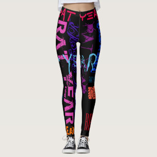 Leggings Estilo graffiti Repetir año de la rata Z Cumplea