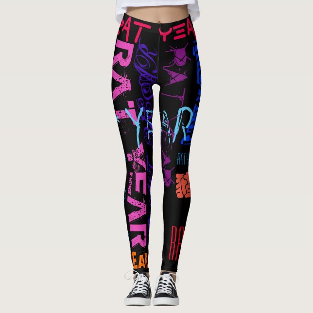 Leggings Estilo graffiti Repetir año de la rata Z Cumpleaño (Anverso)