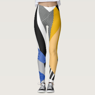 Leggings Estilo Memphis: Collage geométrico creativo.
