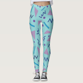 Leggings Estilo Memphis de los años 80 azul geométrico