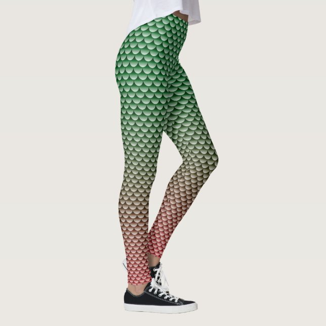 Leggings Estilo Mermaid ~ Verde y Rojo (Derecha)
