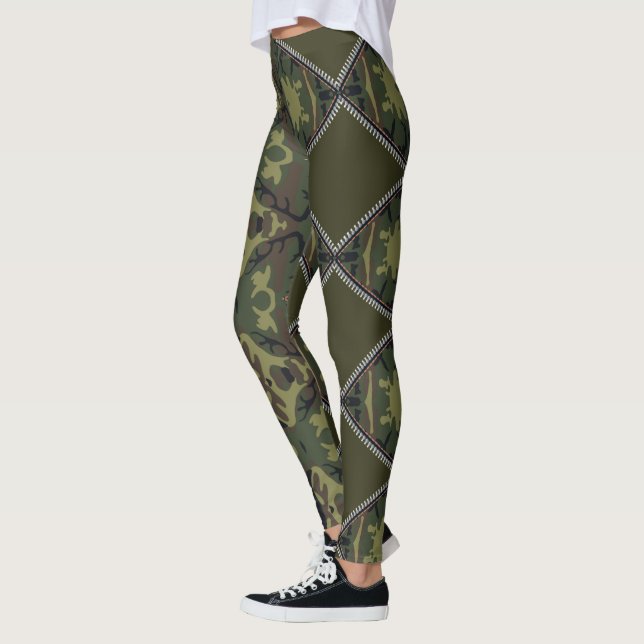 Leggings estilo militar con cortes de cremallera (Izquierda)