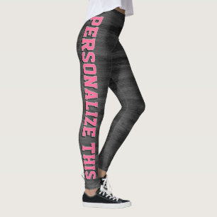 Leggings Estilo Personalizado - Gris Texturizado y Rosa Chi