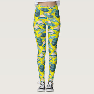 Leggings Estilo retro de patrón OVNI. B Amarillo BG