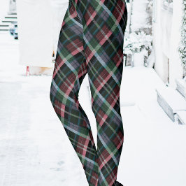 Leggings Estilo Rojo Verde Negro Patrón de Cuadros Escocés