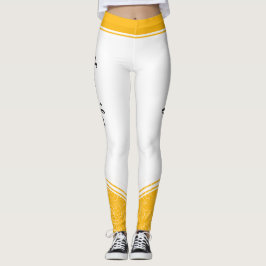 Leggings Estiloso blanco amarillo floral franjas blancas y