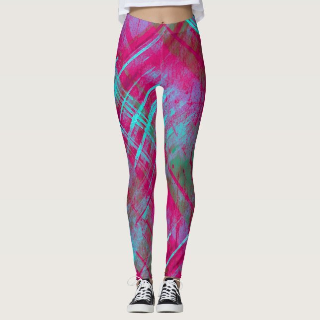 Leggings Estiloso Maquetón De Plata Púrpura Rosa (Anverso)