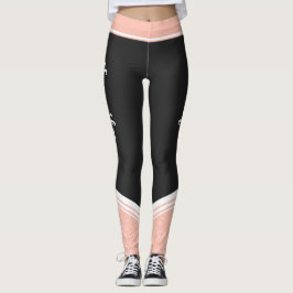Leggings Estiloso nombre y franjas florales blancas negras