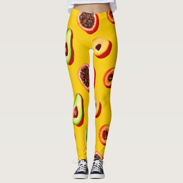 Leggings Estiloso patrón de frutas neón (Anverso)