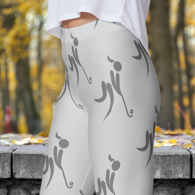 Leggings Estiloso patrón de hockey para mujeres gris (Womens Hockey on Light Gray Leggings)
