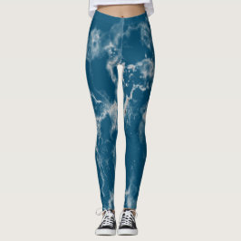 Leggings Estilosos motivos azules de mármol blanco de Aqua