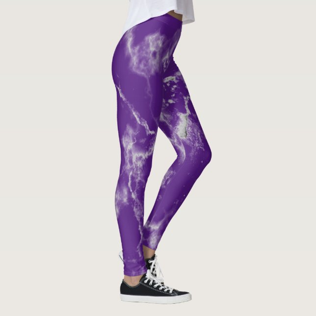 Leggings Estilosos motivos de mármol blanco morado, adornad (Derecha)