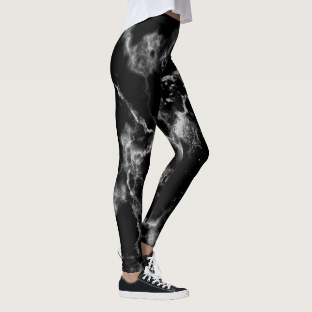 Leggings Estilosos motivos de mármol blanco y negro, adorna (Derecha)