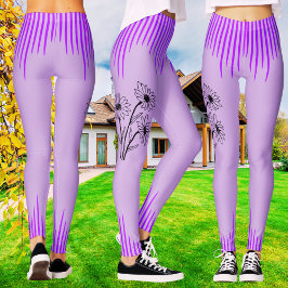 Leggings Estopa floral de Lilac morado de moda para mujeres