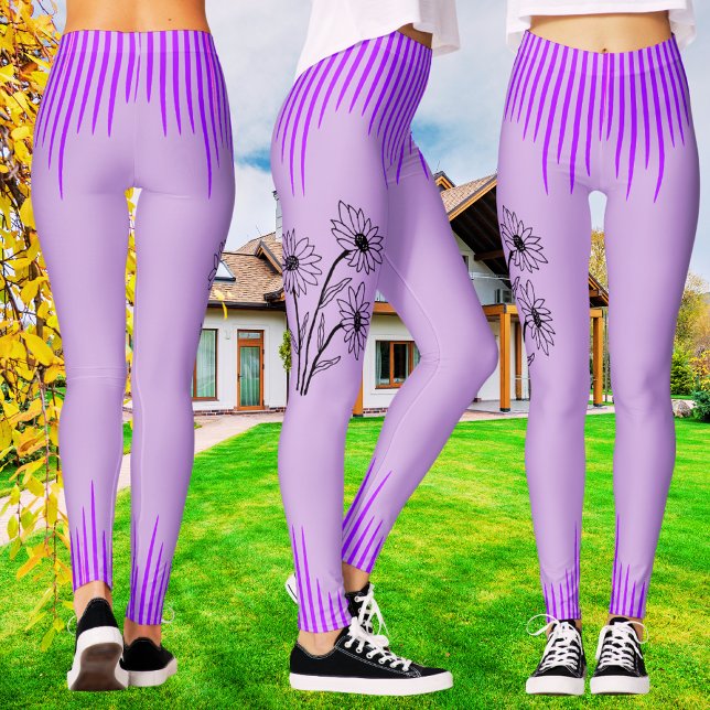 Leggings Estopa floral de Lilac morado de moda para mujeres (Subido por el creador)