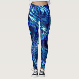 Leggings Estrela azul ondulada com traçados em ziguezague