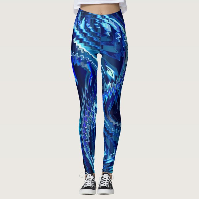 Leggings Estrela azul ondulada com traçados em ziguezague (Anverso)