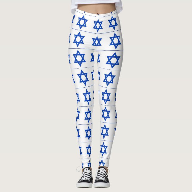 Leggings estrella azul del blanco de David (Anverso)