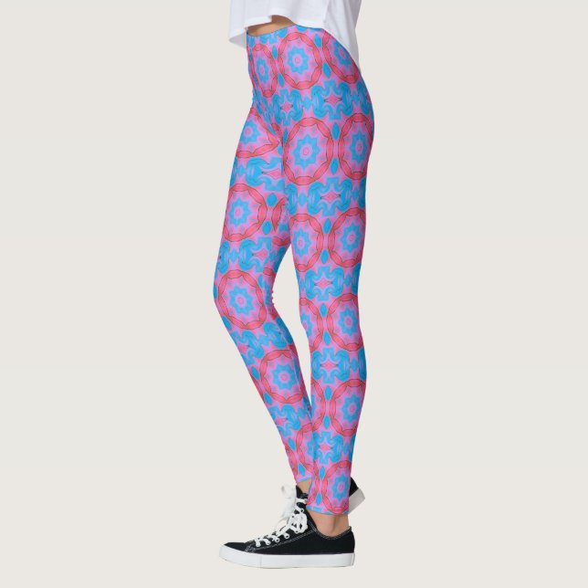 Leggings Estrella Boho Rosa y Azul (Izquierda)