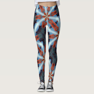 Leggings estrella cósmica rayas azul marrón