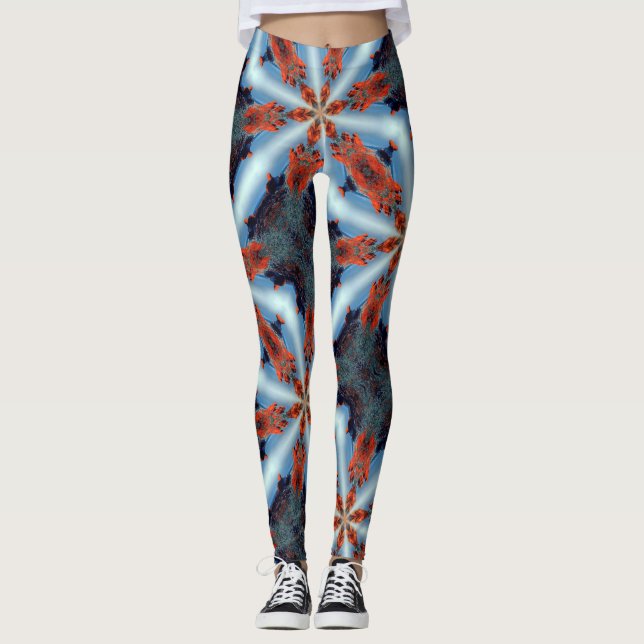 Leggings estrella cósmica rayas azul marrón (Anverso)