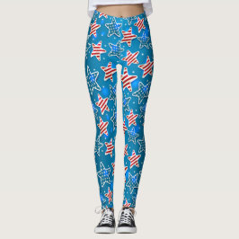Leggings Estrella de bandera norteamericana azul rojo patri