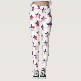 Leggings Estrella de bandera norteamericana azul rojo patri