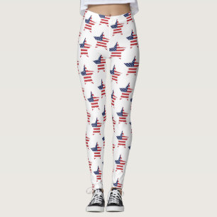 Leggings Estrella de bandera norteamericana azul rojo patri